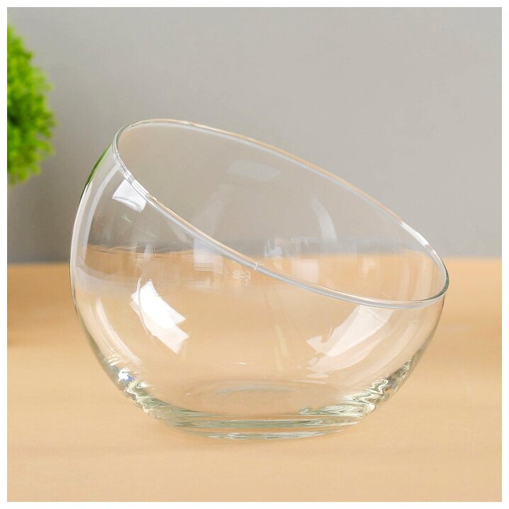 фото Evis Ваза "Анабель" шаровая с косым резом d-12см; h-9.5см, 0,8л прозрачная