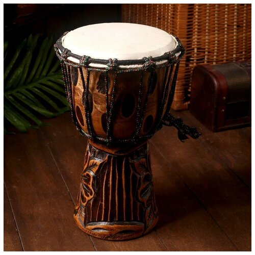 Музыкальный инструмент Барабан Джембе Индонезия 25 см/ ударный инструмент Бали резной TATImarket