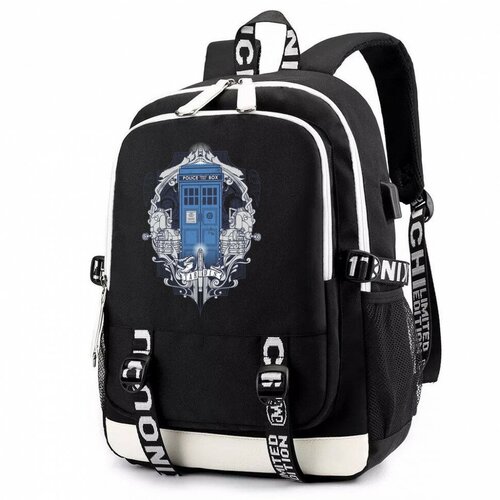 Рюкзак Доктор Кто (Doctor Who) черный с USB-портом №2 рюкзак доктор кто doctor who синий с usb портом 4