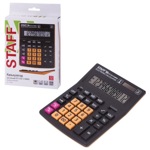 Калькулятор Staff настольный Plus (200*154 мм) 12 разрядов черно-оранжевый (250460)
