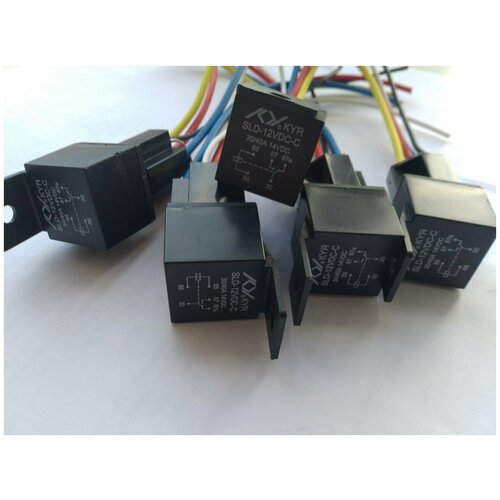 фото Реле автомобильное 5-контактное с колодкой 12v (40/30а, 12 вольт) 5 штук