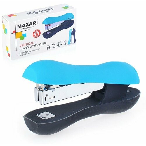 Степлер № 24/6 - 26/6, VERTICAL, 20 л, синий, вертикальный, закрытый способ сшивания, покрытие Soft