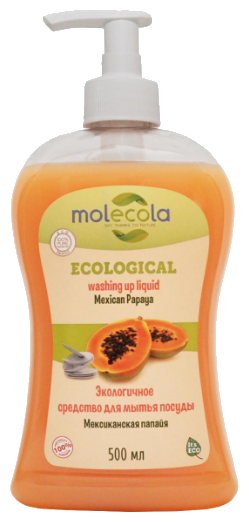 Molecola Средство для мытья посуды Мексиканская папайя с дозатором, 0.5 л, 0.6 кг, 12 уп.