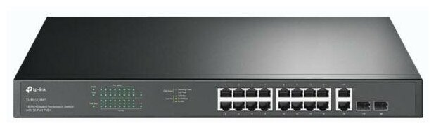 18-port gigabit Unmanaged switch with 16 PoE+ ports, 18 10/100/1000Mbps RJ-45 port, 2 combo SFP ports, compliant with 802.3af/at, 250W PoE budget, sup