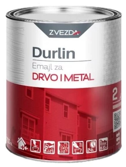 ZVEZDA Durlin эмаль по дереву и металлу (серебряная, RAL 9006, 0,2л) - фотография № 1