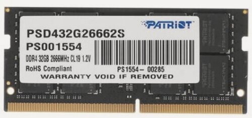 Изображение товара Оперативная память Patriot Memory SO-DIMM DDR4 32Gb 2666MHz pc-21300 (PSD432G26662S)