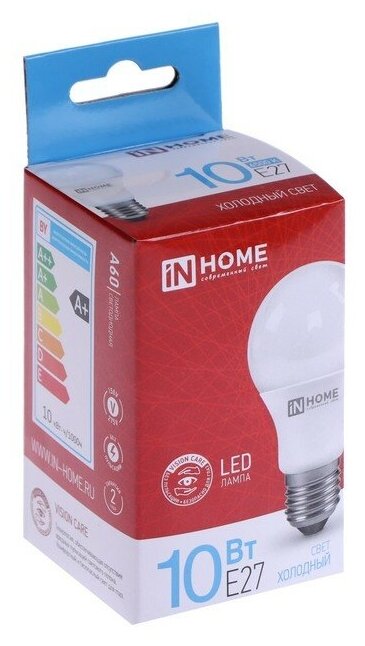 INhome Лампа светодиодная IN HOME LED-A60-VC, Е27, 10 Вт, 230 В, 6500 К, 950 Лм - фотография № 10