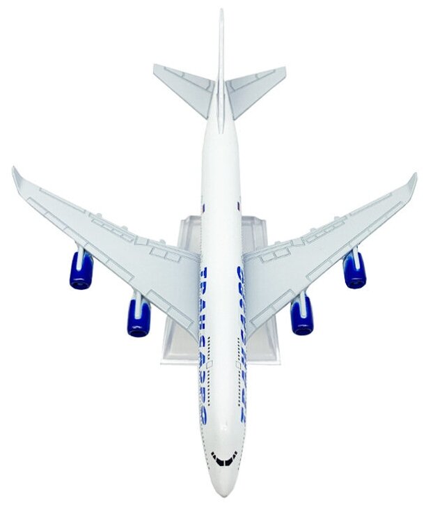 Модель самолета 16 см, Боинг 747 "Трансаэро', металл, на подставке — фото 1