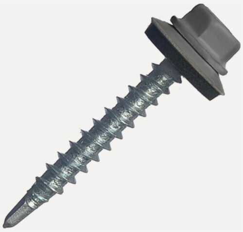 Изображение товара Саморез кровельный 4.8х35 мм STARFIX SMC2-44598-200 цинк, шайба с прокл, PT1, RAL 7024 200 шт в карт. уп. по дереву