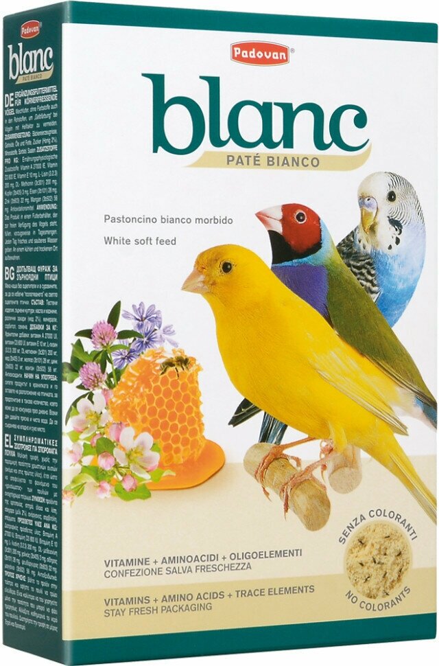 Корм Padovan BLANC PÂTÉE дополнительный для зерноядных птиц (300г) - фотография № 2