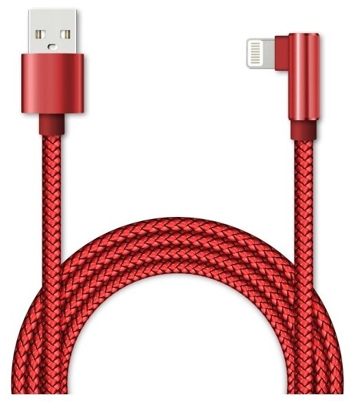 Jet.A (JA-DC45 1м Red) Кабель USB 2.0 AM -)Lightning 1м, Г-образный коннектор