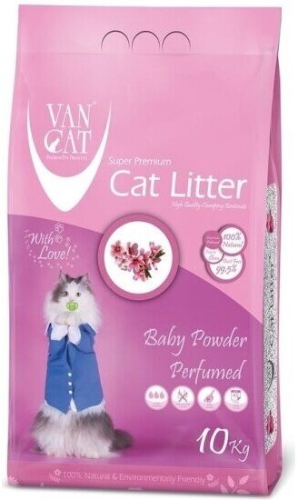 Комкующийся наполнитель Vancat VAN CAT Baby Powder для кошачьих туалетов без пыли с ароматом детской присыпки 5 кг