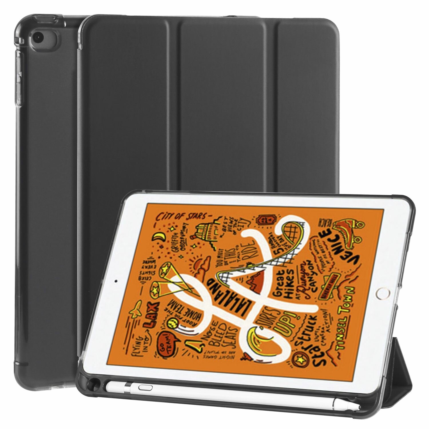 Чехол iPad mini 4 / 5 с держателем для стилуса черный