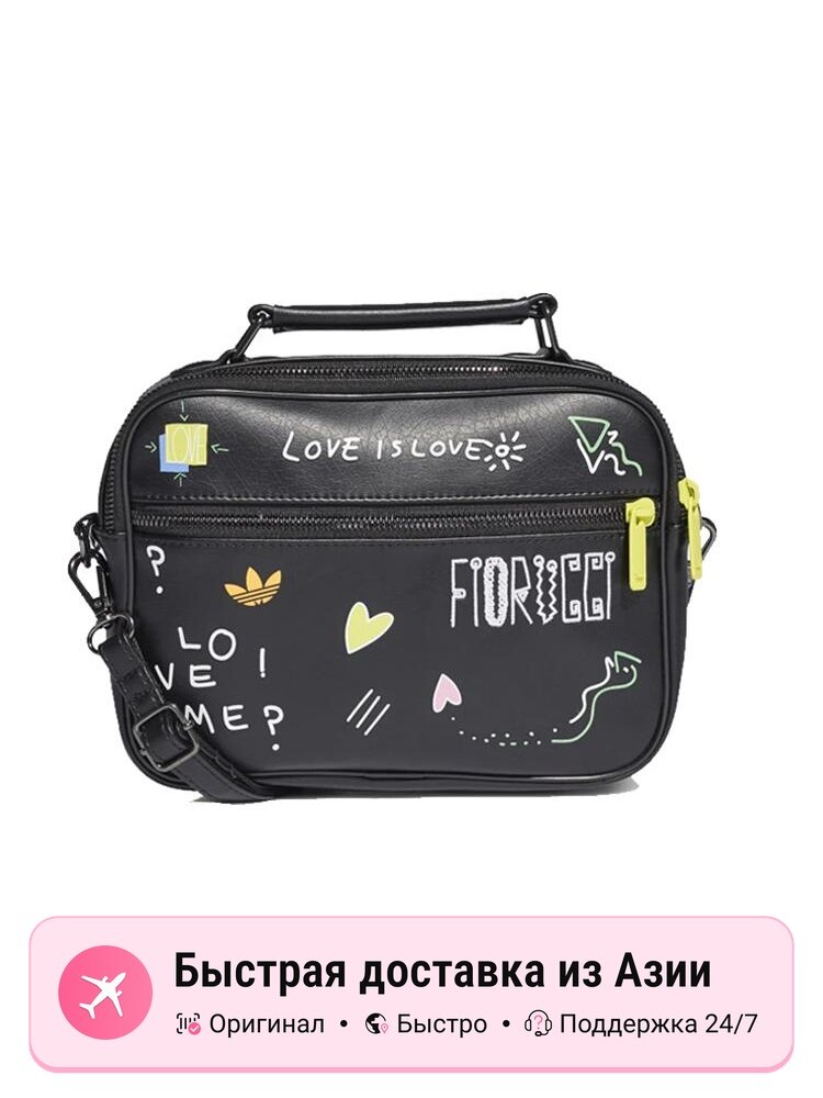 Сумка adidas Originals Мини-плечевая сумка женская Adidas Originals Fiorucci Graffiti черная, M EU