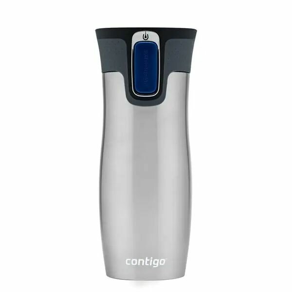 Contigo Термокружка 0.47 л, холод 12 ч, тепло 5 ч, непроливайка, отверстие для питья, серый металлик