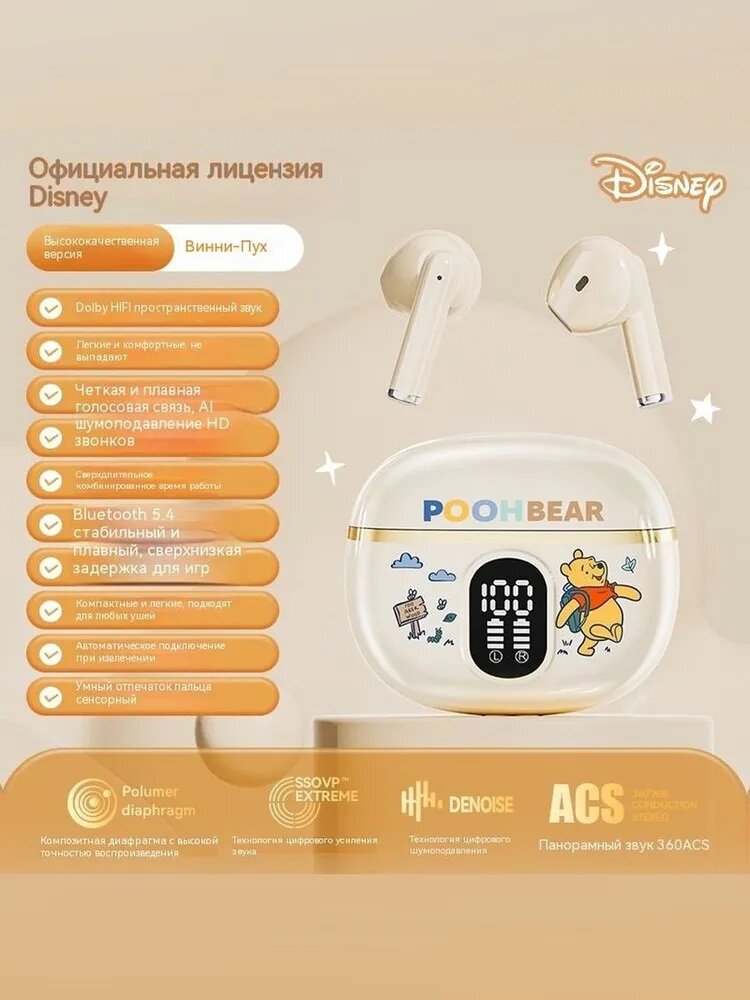 Наушники беспроводные Bluetooth внутриканальные с микрофоном белые TWS