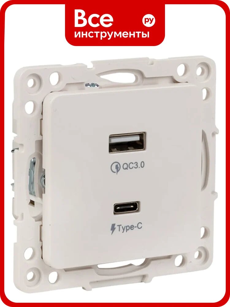 Механизм розетки EKF Стокгольм с 2USB белый PROxima EYR-2USB-type-C