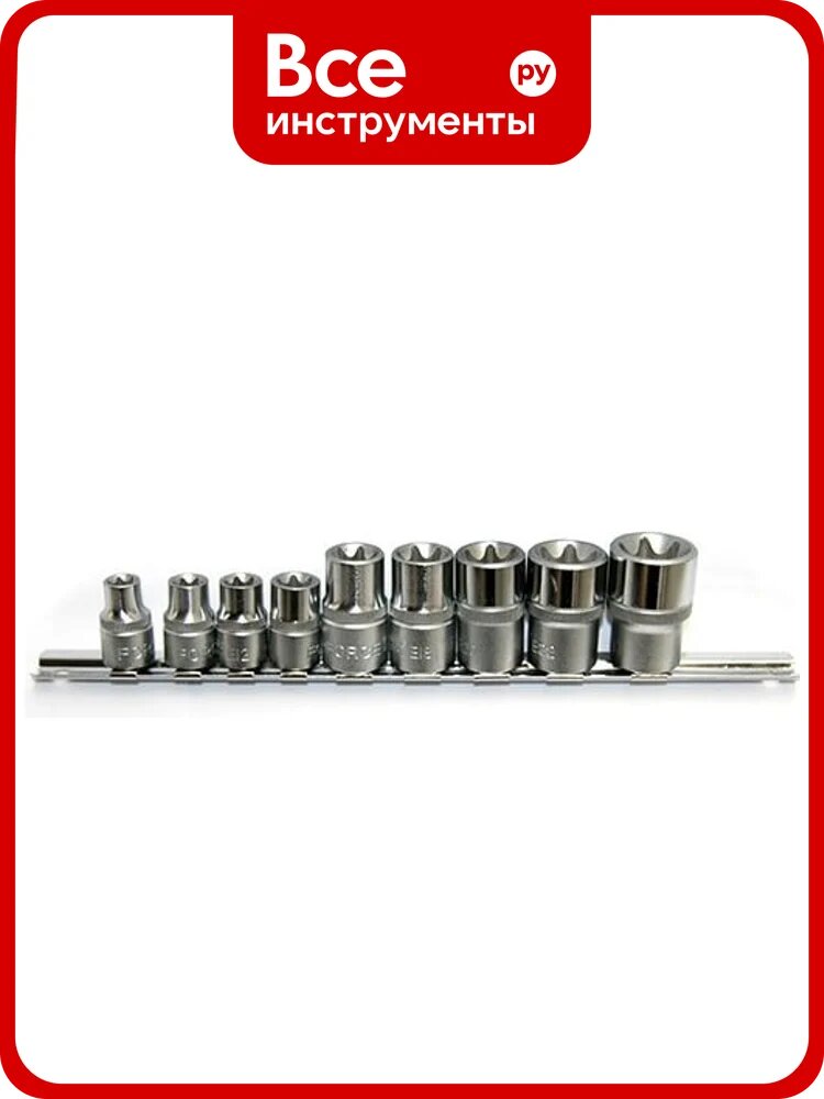 Набор коротких головок 3/8" и 1/2", Е10-Е24, 9 шт. FORCE 4095