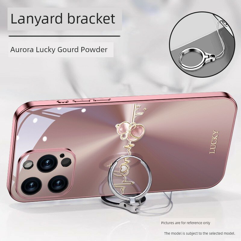 Чехол для iPhone 13 Aurora Gourd с подвесным креплением, электропокрытием и точными отверстиями для объектива - Розовый