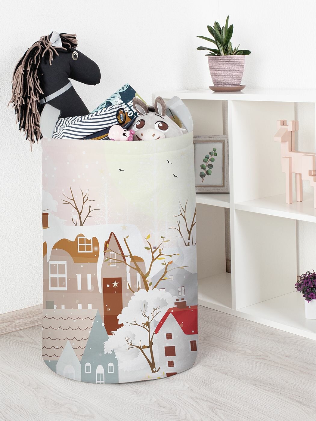 Корзина для хранения игрушек "Утро в Рождество" 75л, , JoyArty, серия Новый год и Рождество