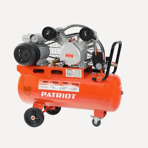 Изображение товара Компрессор PATRIOT поршневой ременной PTR 50-450A, 450 л/мин, 10 бар, 2200Вт, 50л, быстросъемный 1/4" + "елочка"