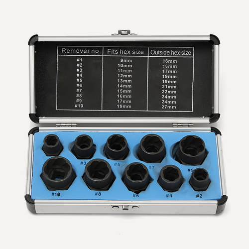 Изображение товара Экстрактор для удаления поврежденных гаек и болтов 9-19 мм, 10 шт.