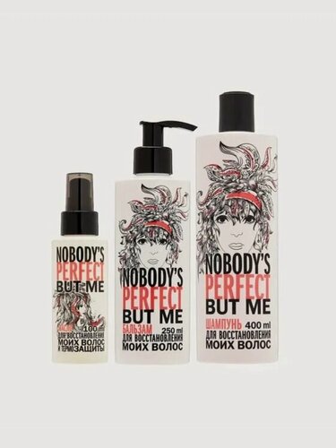 Изображение товара Набор для восстановления волос "Nobodys Perfect But Me", шампунь, бальзам, масло для волос