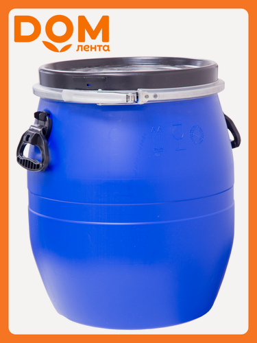 Изображение товара Бочка Тара. ру 23162, с крышкой, с обручем, с ручками, 48л, синяя