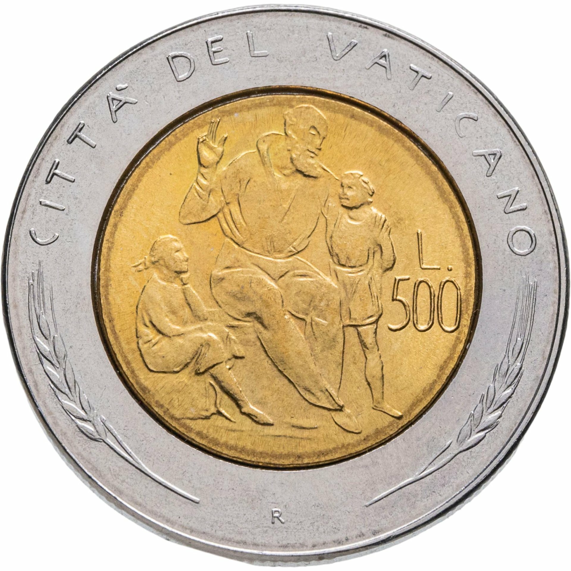 Ватикан 500 лир lire 1982 "Образование", Биметалл, в сохранности UNC