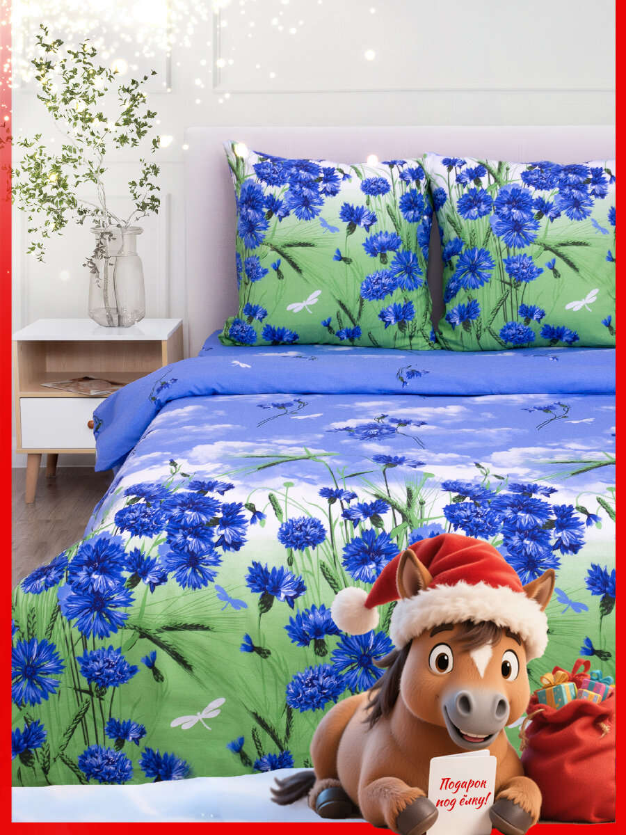 Постельное белье Василиса 2-спальное Бязь наволочки 70х70 см Васильки