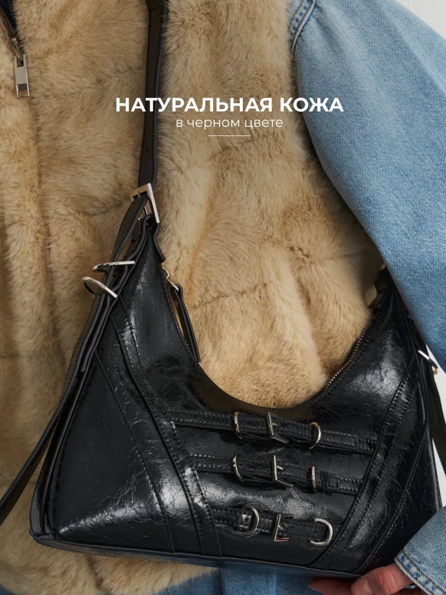 Сумка кросс-боди LeVertige ANGELINA, фактура лаковая, черный — фото 1