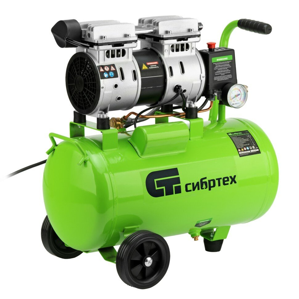 СИБРТЕХ Компрессор безмаслянный малошумный МБ 1100/241100 Вт 24 л 170 л/мин// Сибртех ( 58006 )