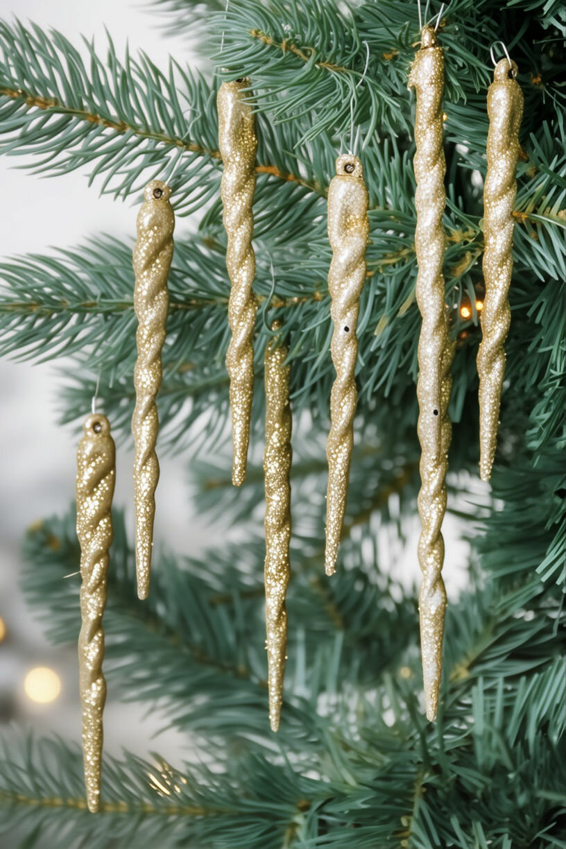 Набор ёлочных украшений сосульки 'санси', акрил, золотой, 15 см, 8 шт, Winter Deco 1000464