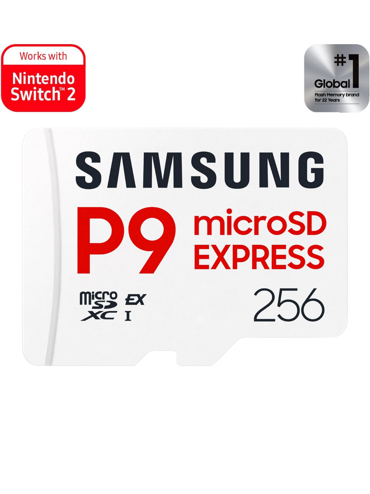 256 ГБ Карта памяти Samsung P9 Express microSD, до 800 МБ/с, MB MK256T/AM, совместима с Nintendo Switch 2 — фото 1