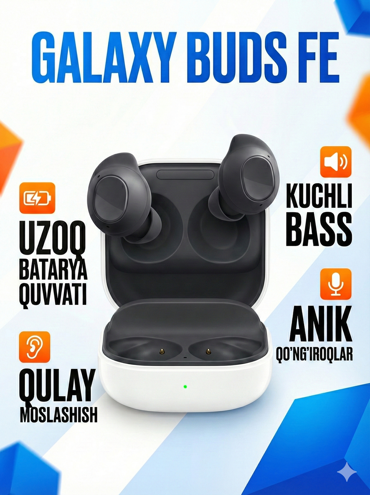 Беспроводные наушники Samsung Buds FE R400N — шумоподавление, сенсорное управление, оригинал