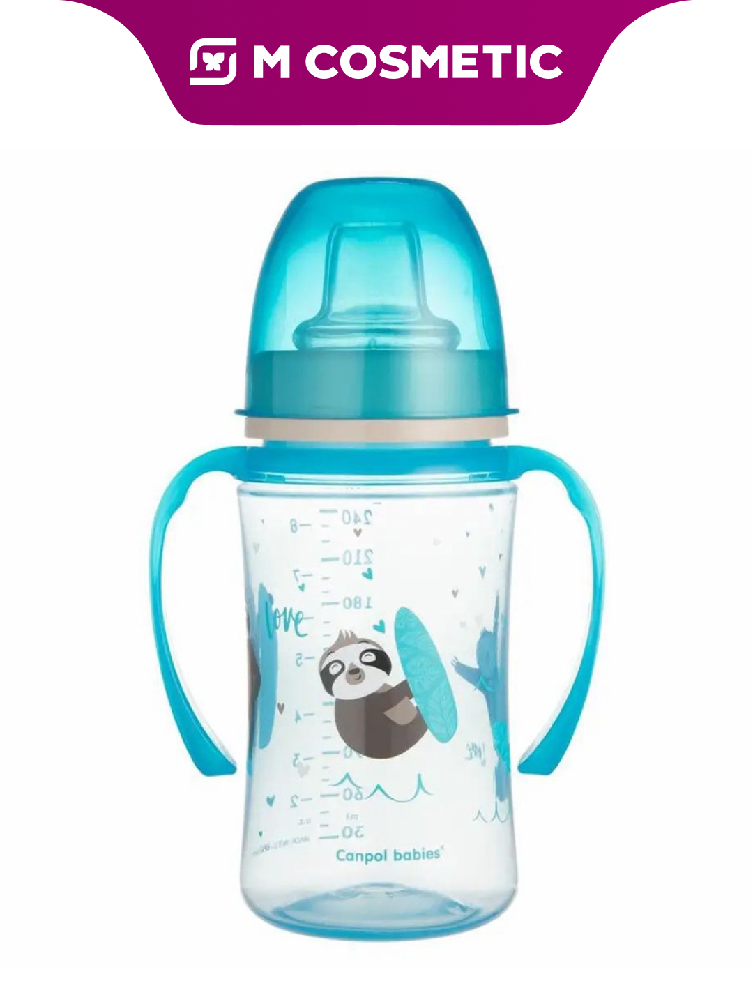 Поильник Canpol Babies "Экзот Животные", обучающий, 240 мл, голубой