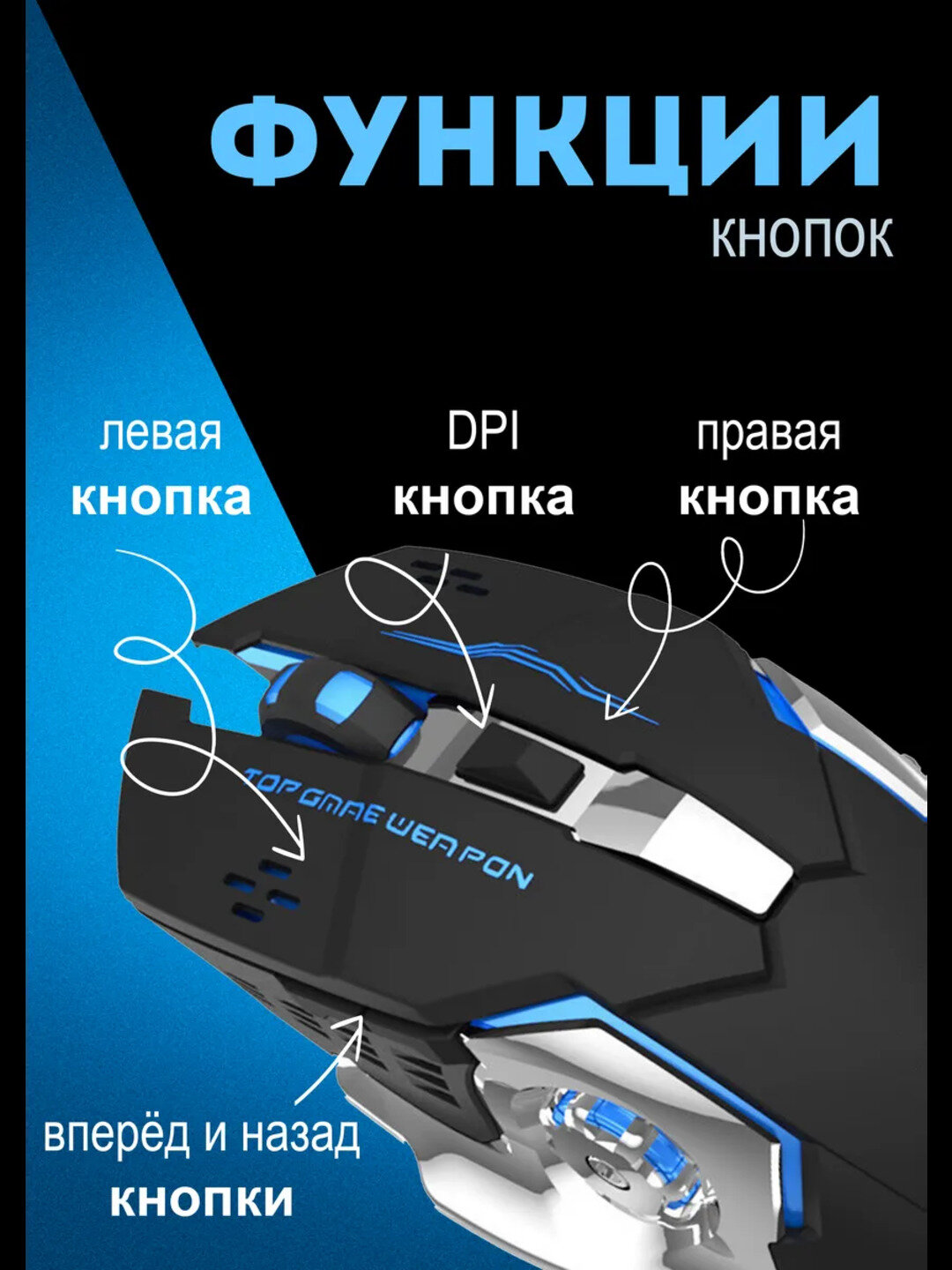 Игровая мышь T1&T2 – Молниеносная Реакция, RGB Подсветка, 6 Кнопок — фото 1