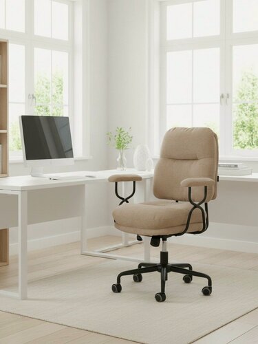Изображение товара Кресло компьютерное офисное TetChair, с подлокотниками, ткань, бежевый