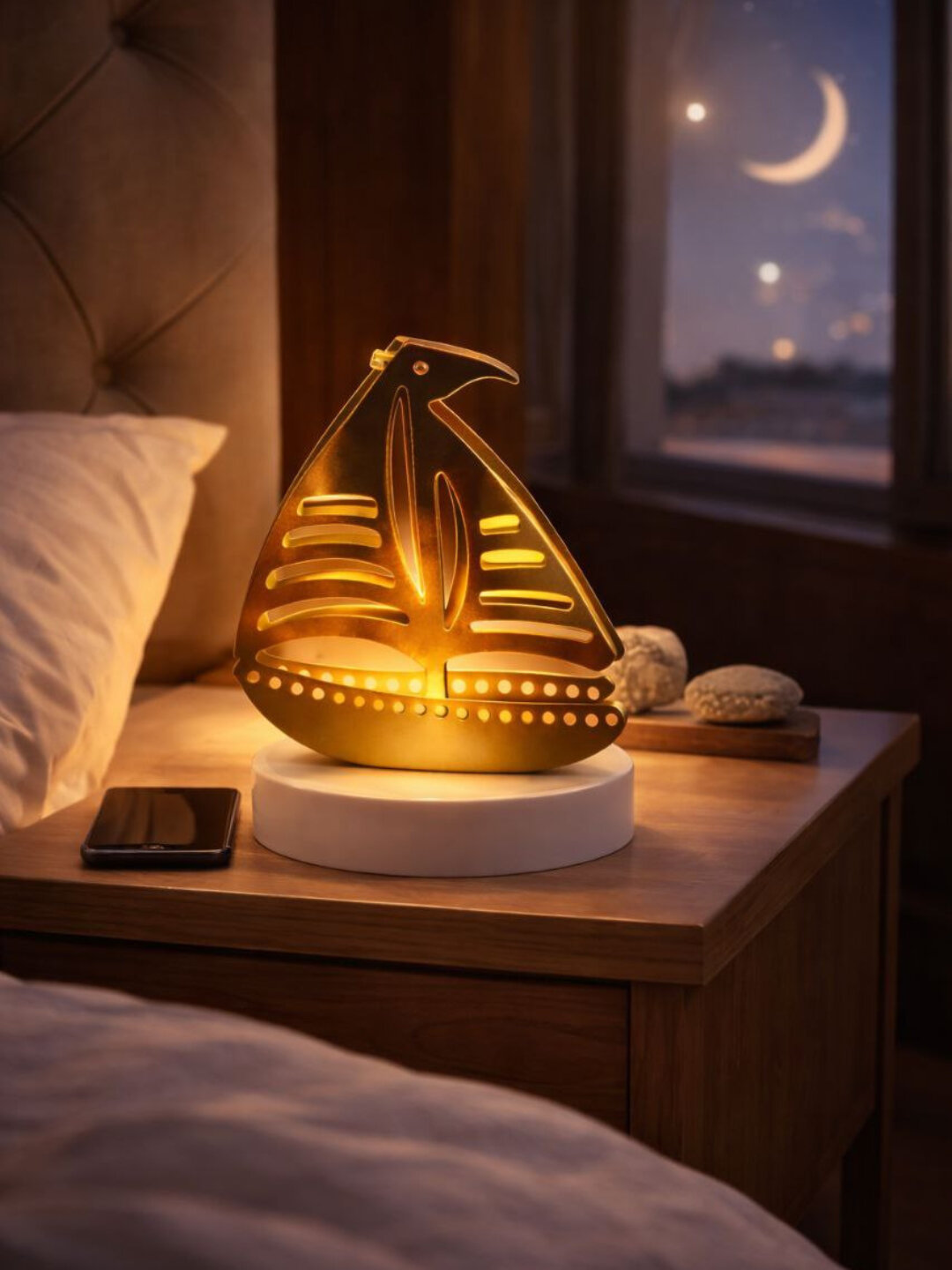 Лампа Рамадана - праздничное украшение для дома, излучающее теплый свет - Кремовый