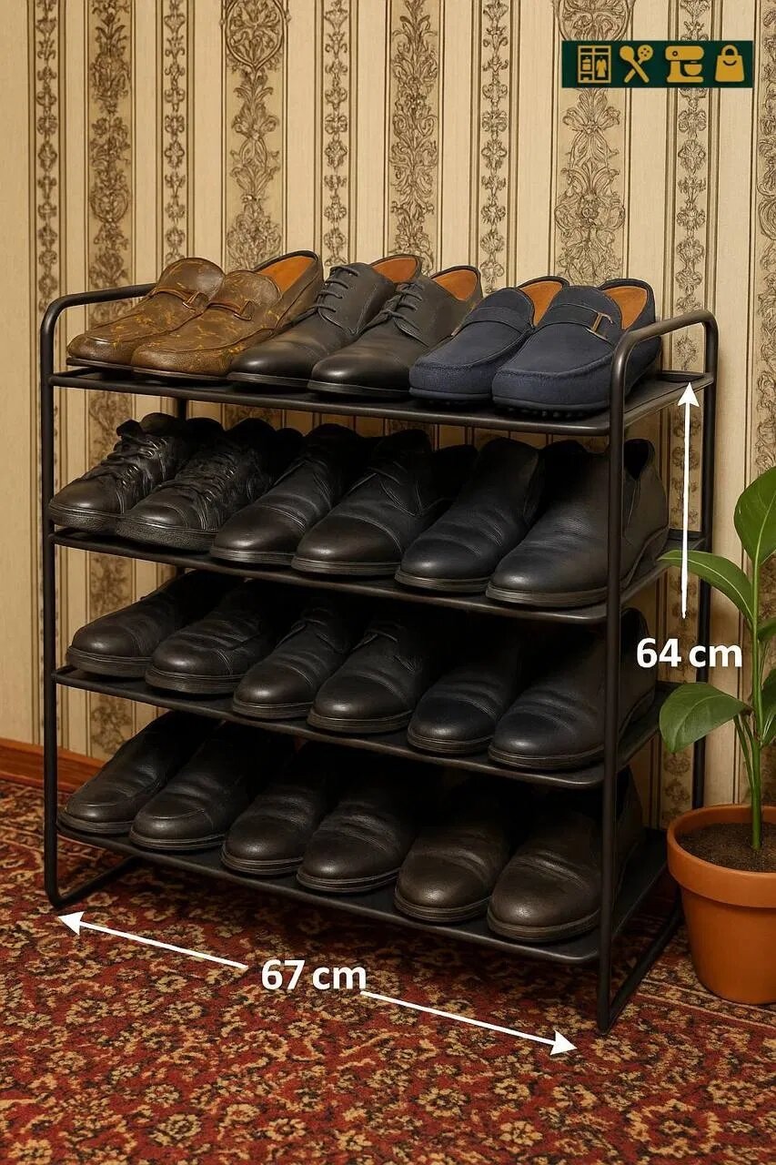 Современная устойчивая обувная полка на 12 пар — сборная конструкция для дома и офиса, выдерживает