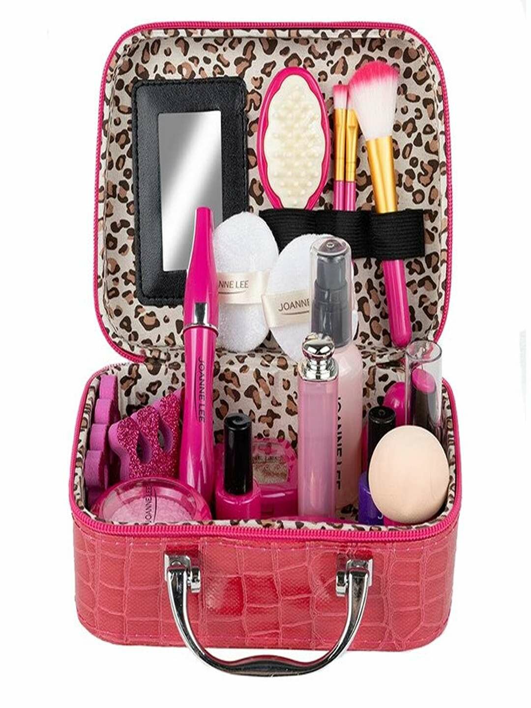 Красивый розовый бьюти кейс для макияжа и аксессуаров маленьких девочек.