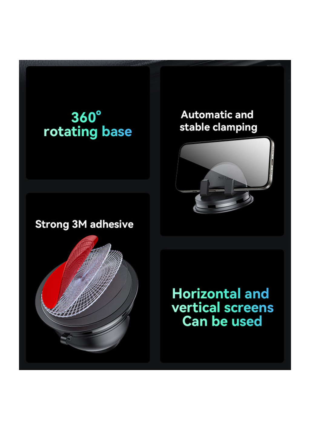 Держатель для телефона Yesido C268, силикон, вращающийся зажим — фото 1