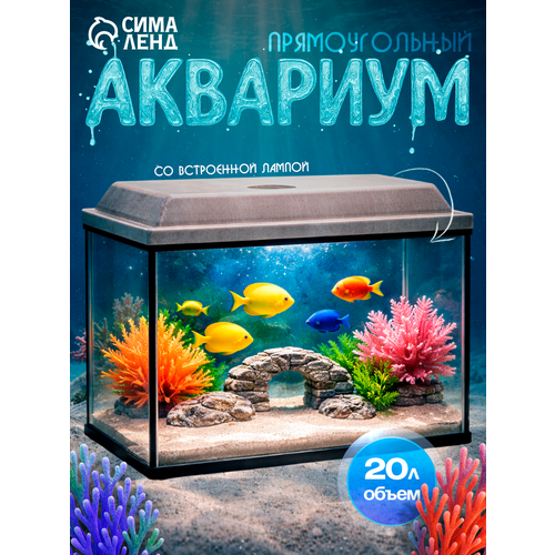 фото Аквариум "прямоугольный" с крышкой, 20 литров, 36 х 19 х 29/34 см, беленый дуб пижон aqua