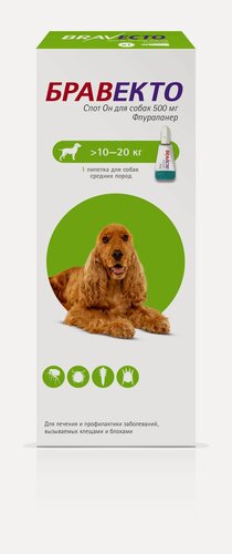 Изображение товара Бравекто (MSD Animal Health) капли от блох и клещей Спот Он для собак 10-20 кг