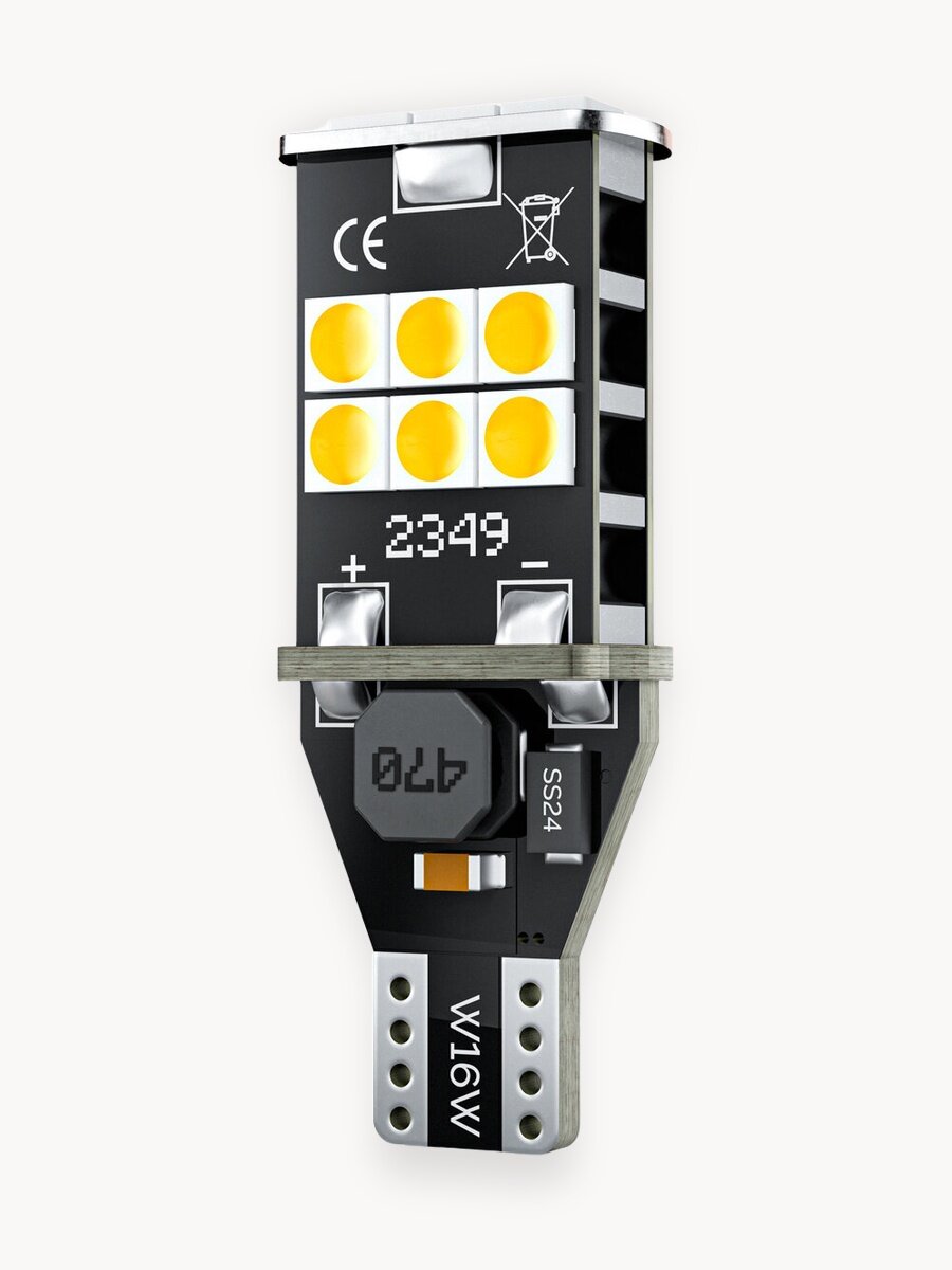 Светодиодная лампа T15 W16W в авто заднего хода ElectroKot Визер 6000K белый свет, 2 шт