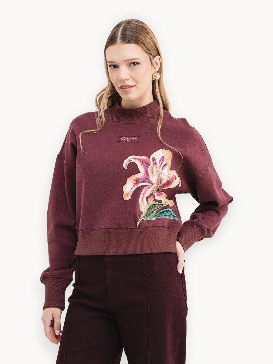 Джемпер GUESS LS LILY SWEATSHIRT, размер XS, коричневый