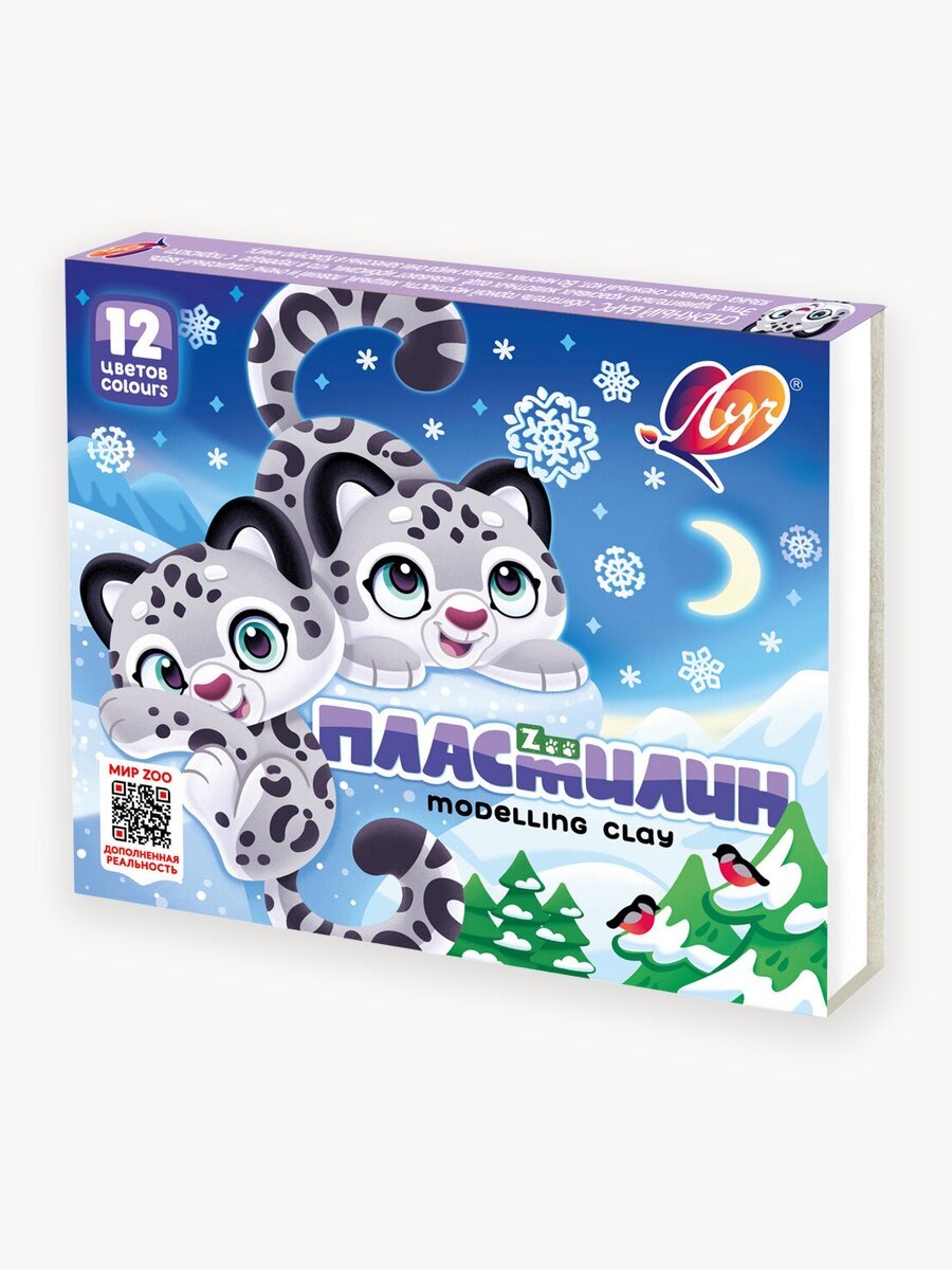 Пластилин для лепки Луч ZOO, мягкий, 12 цветов, 4 набора для детей