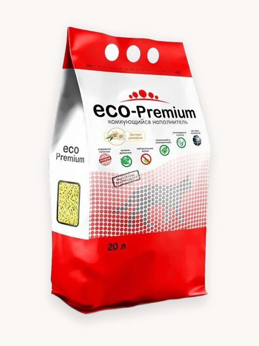 Наполнитель ECO-Premium комкующийся древесный с ароматом Ромашки 20л, 7.6 кг