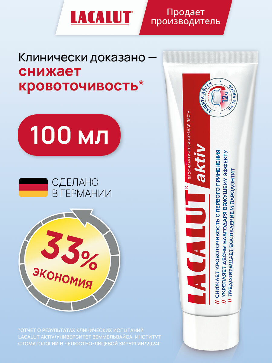 Зубная паста Lacalut Aktiv, противовоспалительный эффект, 100 мл