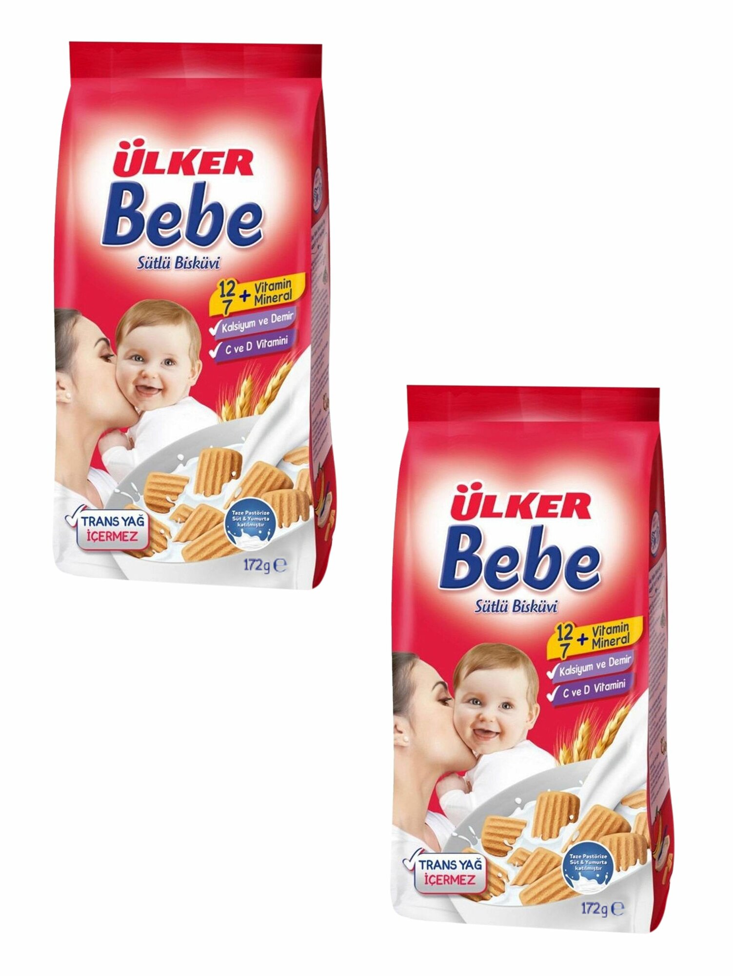 Печенье детское молочное (с витаминами и минералами) "Ulker" Bebe 2шт. по 172гр. Турция